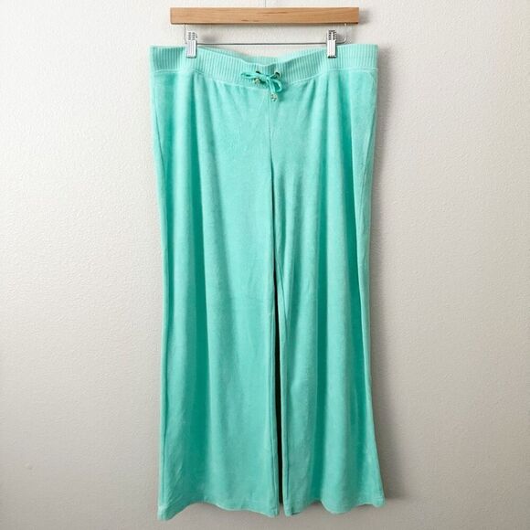 PLUSH & LUSH x VICTORIA'S SECRET | Turquoise Terry Y2K Pants Wide Leg | Large - Picture 1 of 8